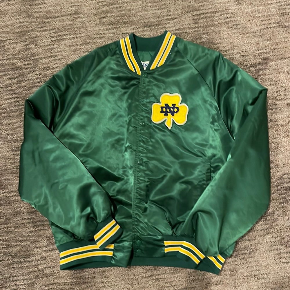 Chalkline XL Notre Dame satin jacket. Exceptional condition with quilted lining.
